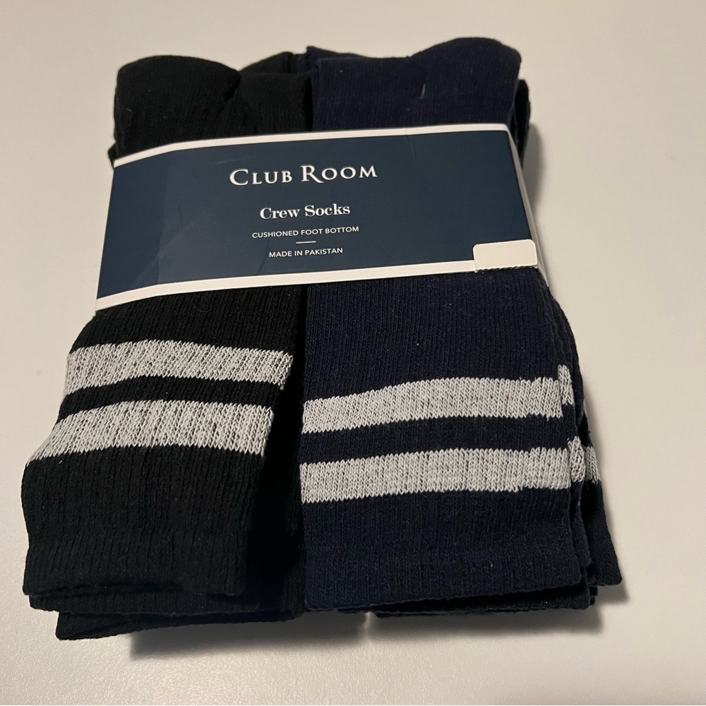 Club Room Casual Socks Black and Blue with Stripes